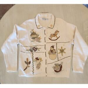 VTG B.P. Design Holiday Ugly Christmas Sweater Cardigan SZ XL